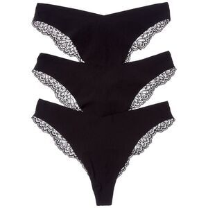 Journelle Womens 3Pk Allegra Jolie Thong, Black